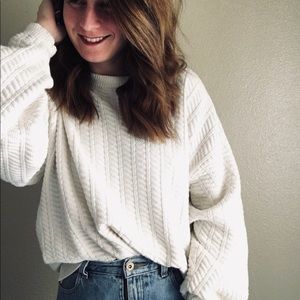 90s Cream Oversized Knit Sweater